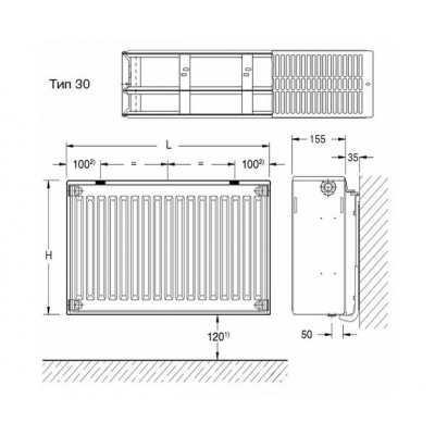 Радиаторы стальные панельные K-Profil 30/600/1000