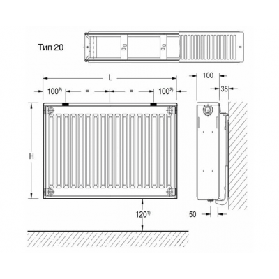 Радиаторы стальные панельные K-Profil 20/400/1400
