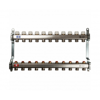 STOUT Коллектор из нержавеющей стали с запорными клапанами 1"/3/4"x11вых. STOUT Коллектор из нержавеющей стали с запорными клапанами 1"/3/4"x11вых.