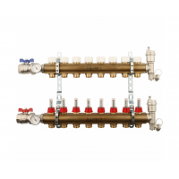 STOUT Коллектор из латуни в сборе с расходомерами 1"/3/4"x8вых.