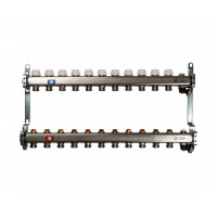 STOUT Коллектор из нерж.стали с запор.клапанами, с клапаном вып. воздуха и сливом 1"/3/4"x11вых.