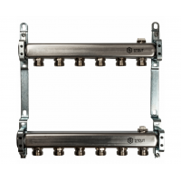 STOUT Коллектор из нержавеющей стали для радиаторной разводки 1"/3/4"x6вых. STOUT Коллектор из нержавеющей стали для радиаторной разводки 1"/3/4"x6вых.