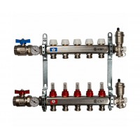 STOUT Коллектор из нержавеющей стали в сборе с расходомерами 1"/3/4"x5вых. STOUT Коллектор из нержавеющей стали в сборе с расходомерами 1"/3/4"x5вых.