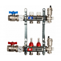STOUT Коллектор из нержавеющей стали в сборе с расходомерами 1"/3/4"x2вых.