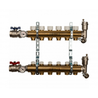 STOUT Коллектор из латуни в сборе без расходомеров1"/3/4"x6вых. STOUT Коллектор из латуни в сборе без расходомеров1"/3/4"x6вых.
