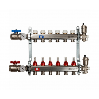 STOUT Коллектор из нержавеющей стали в сборе с расходомерами 1"/3/4"x6вых. STOUT Коллектор из нержавеющей стали в сборе с расходомерами 1"/3/4"x6вых.