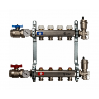 STOUT Коллектор из нержавеющей стали в сборе без расходомеров1"/3/4"x4вых. STOUT Коллектор из нержавеющей стали в сборе без расходомеров1"/3/4"x4вых.