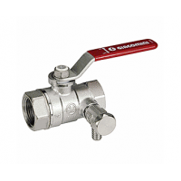 Шаровой кран латунный стандарт. 3/4"ВР-ВР, ручка-рычаг, со сливом, Giacomini R250SX004