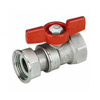 Шаровой кран латунный стандарт. 1/2"ВР-1/2" гайка, ручка-бабочка, для счетчиков, Giacomini R251PX002