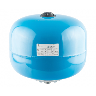Расширительный бак для водоснабжения (гидроаккумулятор) STOUT STW-0001, вертикальный, 24 л., синий купить в Казани