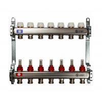 STOUT Коллектор из нержавеющей стали с расходомерами 1"/3/4"x7вых. STOUT Коллектор из нержавеющей стали с расходомерами 1"/3/4"x7вых.