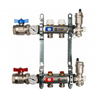 STOUT Коллектор из нержавеющей стали в сборе без расходомеров1"/3/4"x2вых. STOUT Коллектор из нержавеющей стали в сборе без расходомеров1"/3/4"x2вых.