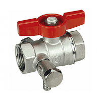 Шаровой кран латунный стандарт. 1/2"ВР-ВР, ручка-бабочка, со сливом, Giacomini R251SX003