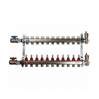 STOUT Коллектор из нержавеющей стали в сборе с расходомерами 1"/3/4"x11вых.