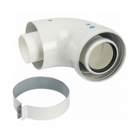 Колено подключения STOUT 90°  Ø60/100 конденсац. PP-FE (совместим. с Vaillant, Ariston)