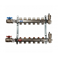 STOUT Коллектор из нержавеющей стали в сборе без расходомеров1"/3/4"x6вых. STOUT Коллектор из нержавеющей стали в сборе без расходомеров1"/3/4"x6вых.