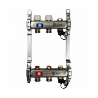 STOUT Коллектор из нерж.стали с запор.клапанами, с клапаном вып. воздуха и сливом 1"/3/4"x2вых. STOUT Коллектор из нерж.стали с запор.клапанами, с клапаном вып. воздуха и сливом 1"/3/4"x2вых.