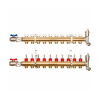 STOUT Коллектор из латуни в сборе с расходомерами 1"/3/4"x10вых. STOUT Коллектор из латуни в сборе с расходомерами 1"/3/4"x10вых.