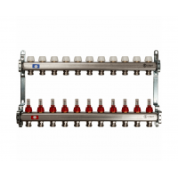 STOUT Коллектор из нержавеющей стали с расходомерами 1"/3/4"x11вых. STOUT Коллектор из нержавеющей стали с расходомерами 1"/3/4"x11вых.