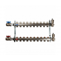 STOUT Коллектор из нержавеющей стали в сборе без расходомеров1"/3/4"x10вых. STOUT Коллектор из нержавеющей стали в сборе без расходомеров1"/3/4"x10вых.