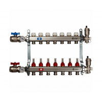 STOUT Коллектор из нержавеющей стали в сборе с расходомерами 1"/3/4"x7вых. STOUT Коллектор из нержавеющей стали в сборе с расходомерами 1"/3/4"x7вых.
