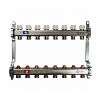 STOUT Коллектор из нержавеющей стали с запорными клапанами 1"/3/4"x8вых.