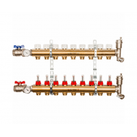STOUT Коллектор из латуни в сборе с расходомерами 1"/3/4"x9вых.