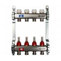 STOUT Коллектор из нержавеющей стали с расходомерами 1"/3/4"x4вых. STOUT Коллектор из нержавеющей стали с расходомерами 1"/3/4"x4вых.