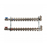 STOUT Коллектор из нержавеющей стали в сборе без расходомеров1"/3/4"x12вых. STOUT Коллектор из нержавеющей стали в сборе без расходомеров1"/3/4"x12вых.