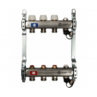 STOUT Коллектор из нерж.стали с запор.клапанами, с клапаном вып. воздуха и сливом 1"/3/4"x3вых.