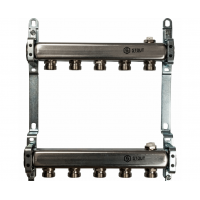 STOUT Коллектор из нержавеющей стали для радиаторной разводки 1"/3/4"x5вых. STOUT Коллектор из нержавеющей стали для радиаторной разводки 1"/3/4"x5вых.