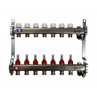 STOUT Коллектор из нерж.стали с расходомерами, с клапаном вып. воздуха и сливом 1"/3/4"x7вых.