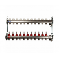 STOUT Коллектор из нерж.стали с расходомерами, с клапаном вып. воздуха и сливом 1"/3/4"x11вых. STOUT Коллектор из нерж.стали с расходомерами, с клапаном вып. воздуха и сливом 1"/3/4"x11вых.