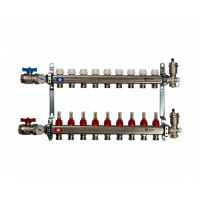 STOUT Коллектор из нержавеющей стали в сборе с расходомерами 1"/3/4"x9вых. STOUT Коллектор из нержавеющей стали в сборе с расходомерами 1"/3/4"x9вых.